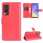 For vivo V21E 5G Crazy Horse Texture Horizontal Flip Leather Case with Holder & Card Slots & Lanyard(Red) - 1
