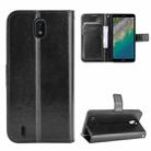 For Nokia C01 Plus Crazy Horse Texture Horizontal Flip Leather Case with Holder & Card Slots & Lanyard(Black) - 1