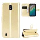 For Nokia C01 Plus Crazy Horse Texture Horizontal Flip Leather Case with Holder & Card Slots & Lanyard(Gold) - 1