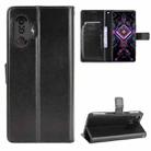 For Xiaomi Poco F3 GT Crazy Horse Texture Horizontal Flip Leather Case with Holder & Card Slots & Lanyard(Black) - 1