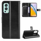 For OnePlus Nord 2 5G Crazy Horse Texture Horizontal Flip Leather Case with Holder & Card Slots & Lanyard(Black) - 1