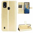 For ZTE Blade A51 Crazy Horse Texture Horizontal Flip Leather Case with Holder & Card Slots & Lanyard(Gold) - 1