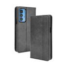 For Motorola Edge 20 Pro / Edge S Pro Magnetic Buckle Retro Crazy Horse Texture Horizontal Flip Leather Case with Holder & Card Slots & Photo Frame(Black) - 1