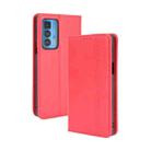 For Motorola Edge 20 Pro / Edge S Pro Magnetic Buckle Retro Crazy Horse Texture Horizontal Flip Leather Case with Holder & Card Slots & Photo Frame(Red) - 1