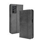 For OPPO A16 Magnetic Buckle Retro Crazy Horse Texture Leather Phone Case(Black) - 1