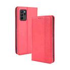 For OPPO Reno6 Z Magnetic Buckle Retro Crazy Horse Texture Horizontal Flip Leather Case with Holder & Card Slots & Photo Frame(Red) - 1