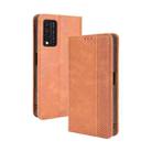 For T-Mobile REVVL V+ 5G Magnetic Buckle Retro Crazy Horse Texture Horizontal Flip Leather Case with Holder & Card Slots & Photo Frame(Brown) - 1