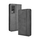 For vivo V21e 5G Magnetic Buckle Retro Crazy Horse Texture Horizontal Flip Leather Case with Holder & Card Slots & Photo Frame(Black) - 1