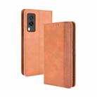 For vivo V21e 5G Magnetic Buckle Retro Crazy Horse Texture Horizontal Flip Leather Case with Holder & Card Slots & Photo Frame(Brown) - 1