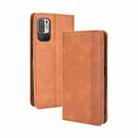 For Xiaomi Redmi Note 10 5G Magnetic Buckle Retro Crazy Horse Texture Horizontal Flip Leather Case with Holder & Card Slots & Photo Frame(Brown) - 1