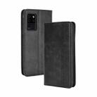 For Oukitel C21 Magnetic Buckle Retro Crazy Horse Texture Horizontal Flip Leather Case with Holder & Card Slots & Photo Frame(Black) - 1