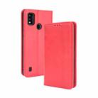 For ZTE Blade A51 Magnetic Buckle Retro Crazy Horse Texture Horizontal Flip Leather Case with Holder & Card Slots & Photo Frame(Red) - 1