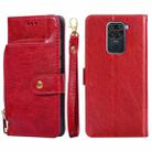 Zipper Bag PU + TPU Horizontal Flip Leather Case with Holder & Card Slot & Wallet & Lanyard For Xiaomi Redmi Note 9(Red) - 1