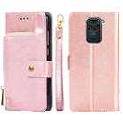 Zipper Bag PU + TPU Horizontal Flip Leather Case with Holder & Card Slot & Wallet & Lanyard For Xiaomi Redmi Note 9(Rose Gold) - 1