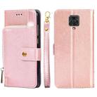 Zipper Bag PU + TPU Horizontal Flip Leather Case with Holder & Card Slot & Wallet & Lanyard For Xiaomi Redmi Note 9S(Rose Gold) - 1