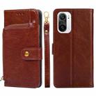 Zipper Bag PU + TPU Horizontal Flip Leather Case with Holder & Card Slot & Wallet & Lanyard For Xiaomi Redmi K40 / K40 Pro(Brown) - 1