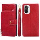 Zipper Bag PU + TPU Horizontal Flip Leather Case with Holder & Card Slot & Wallet & Lanyard For Xiaomi Redmi K40 / K40 Pro(Red) - 1