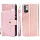 Zipper Bag PU + TPU Horizontal Flip Leather Case with Holder & Card Slot & Wallet & Lanyard For Xiaomi Redmi Note 10 5G(Rose Gold) - 1