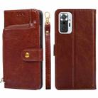 Zipper Bag PU + TPU Horizontal Flip Leather Case with Holder & Card Slot & Wallet & Lanyard For Xiaomi Redmi Note 10 Pro / Note 10 Pro Indian Version / Note 10 Pro Max(Brown) - 1