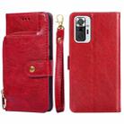 Zipper Bag PU + TPU Horizontal Flip Leather Case with Holder & Card Slot & Wallet & Lanyard For Xiaomi Redmi Note 10 Pro / Note 10 Pro Indian Version / Note 10 Pro Max(Red) - 1