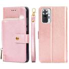 Zipper Bag PU + TPU Horizontal Flip Leather Case with Holder & Card Slot & Wallet & Lanyard For Xiaomi Redmi Note 10 Pro / Note 10 Pro Indian Version / Note 10 Pro Max(Rose Gold) - 1