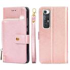 Zipper Bag PU + TPU Horizontal Flip Leather Case with Holder & Card Slot & Wallet & Lanyard For Xiaomi Redmi Note 10S(Rose Gold) - 1