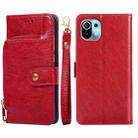Zipper Bag PU + TPU Horizontal Flip Leather Case with Holder & Card Slot & Wallet & Lanyard For Xiaomi Mi 11(Red) - 1