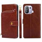 Zipper Bag PU + TPU Horizontal Flip Leather Case with Holder & Card Slot & Wallet & Lanyard For Xiaomi Mi 11 Pro(Brown) - 1