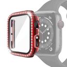 Electroplating PC Single Row Diamond Protective Case with Tempered Glass Film For Apple Watch Series 6 & SE & 5 & 4 40mm(Red) - 1