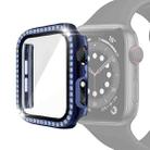 Electroplating PC Single Row Diamond Protective Case with Tempered Glass Film For Apple Watch Series 6 & SE & 5 & 4 40mm(Blue) - 1