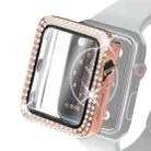 Electroplating PC Double Rows Diamond Protective Case with Tempered Glass Film For Apple Watch Series 6 & SE & 5 & 4 40mm(Rose Gold) - 1