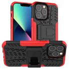 For iPhone 13 mini Tire Texture Shockproof TPU+PC Protective Case with Holder (Red) - 1