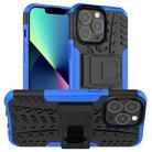 For iPhone 13 mini Tire Texture Shockproof TPU+PC Protective Case with Holder (Blue) - 1