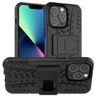 For iPhone 13 mini Tire Texture Shockproof TPU+PC Protective Case with Holder (Black) - 1