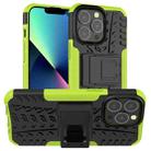 For iPhone 13 mini Tire Texture Shockproof TPU+PC Protective Case with Holder (Green) - 1