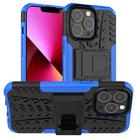 For iPhone 13 Tire Texture Shockproof TPU+PC Protective Case with Holder(Blue) - 1
