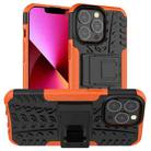 For iPhone 13 Tire Texture Shockproof TPU+PC Protective Case with Holder(Orange) - 1