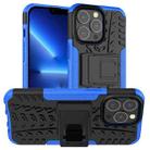 For iPhone 13 Pro Tire Texture Shockproof TPU+PC Protective Case with Holder (Blue) - 1