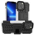 For iPhone 13 Pro Tire Texture Shockproof TPU+PC Protective Case with Holder (White) - 1