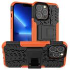 For iPhone 13 Pro Max Tire Texture Shockproof TPU+PC Protective Case with Holder (Orange) - 1
