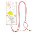 For Samsung Galaxy A21s Colored Drawing Starry Sky Epoxy TPU Shockproof Case with Neck Lanyard(Elephant) - 1