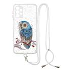 For Samsung Galaxy A32 5G Colored Drawing Starry Sky Epoxy TPU Shockproof Case with Neck Lanyard(Owl) - 1