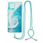For Samsung Galaxy A42 5G Colored Drawing Starry Sky Epoxy TPU Shockproof Case with Neck Lanyard(Waves) - 1