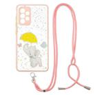For Samsung Galaxy A52 5G Colored Drawing Starry Sky Epoxy TPU Shockproof Case with Neck Lanyard(Elephant) - 1