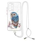 For Samsung Galaxy A52 5G Colored Drawing Starry Sky Epoxy TPU Shockproof Case with Neck Lanyard(Owl) - 1