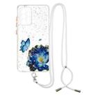 For Samsung Galaxy A52 5G Colored Drawing Starry Sky Epoxy TPU Shockproof Case with Neck Lanyard(Blue Butterfly) - 1