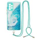 For Samsung Galaxy A52 5G Colored Drawing Starry Sky Epoxy TPU Shockproof Case with Neck Lanyard(Waves) - 1