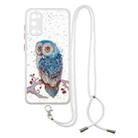 For Samsung Galaxy S20 Colored Drawing Starry Sky Epoxy TPU Shockproof Case with Neck Lanyard(Owl) - 1