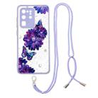 For Samsung Galaxy S20 Ultra Colored Drawing Starry Sky Epoxy TPU Shockproof Case with Neck Lanyard(Purple Flower Butterfly) - 1