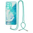 For Samsung Galaxy S20 Ultra Colored Drawing Starry Sky Epoxy TPU Shockproof Case with Neck Lanyard(Waves) - 1